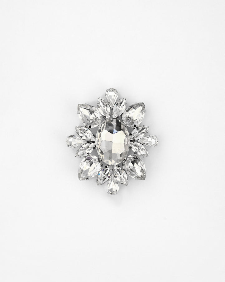 Gemy Maalouf Crystal-Embellished Brooch No. 7893 Silver