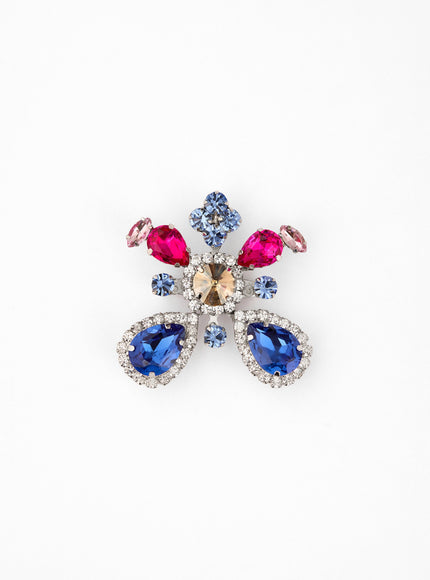 Gemy Maalouf Crystal-Embellished Brooch No. 7894 Multicolor Blue and Pink