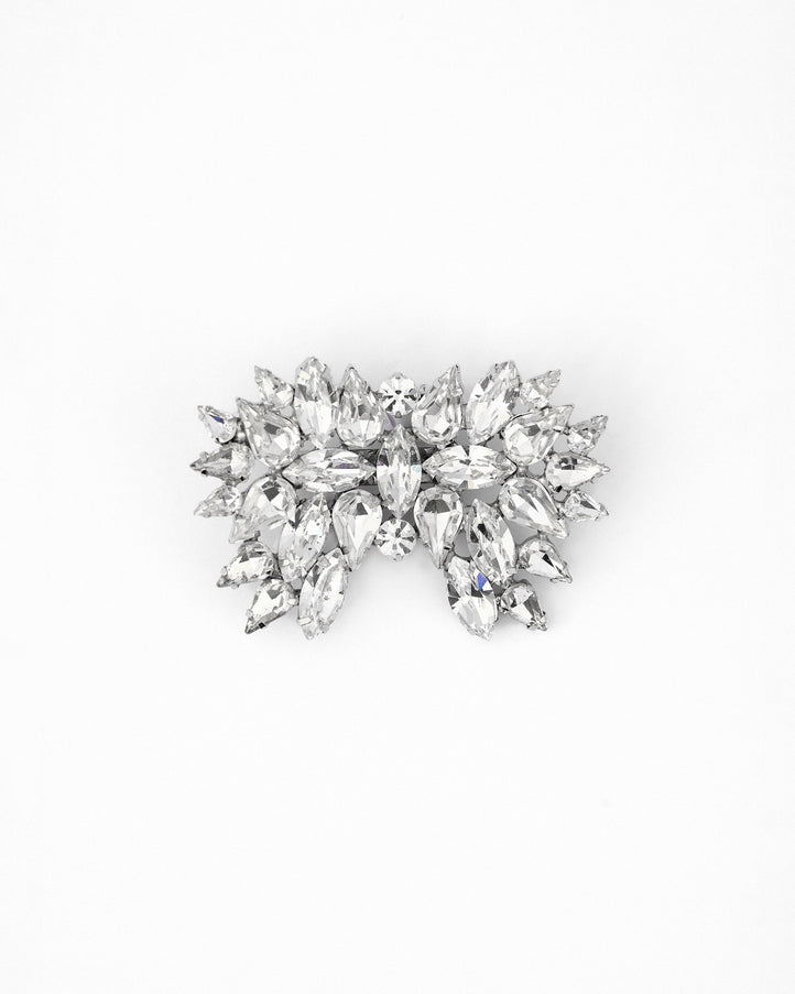 Gemy Maalouf Crystal-Embellished Brooch No. 7895 Silver