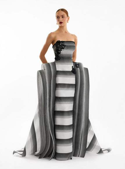 Gemy Maalouf Strapless Beaded Gown No. 7769