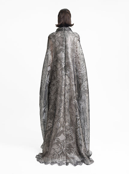 Gemy Maalouf Draped Flowers On The Shoulder Kaftan
