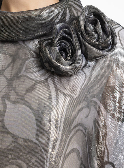 Gemy Maalouf Draped Flowers On The Shoulder Kaftan