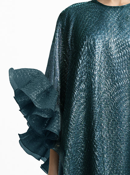 Gemy Maalouf Ruffled 3/4 Sleeves Kaftan