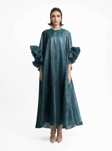 Gemy Maalouf Ruffled 3/4 Sleeves Kaftan