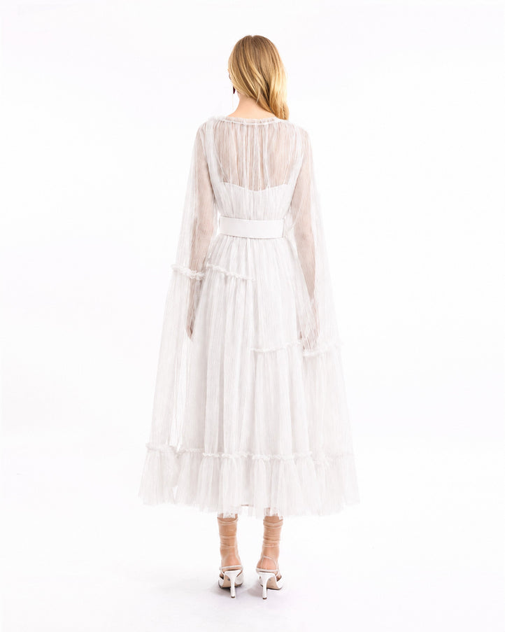 Gemy Maalouf Pleated Tulle Midi Dress