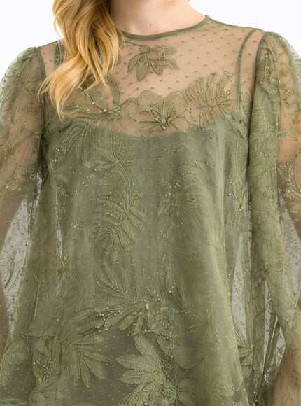 Gemy Maalouf Embroidered Puff Top With Trousers