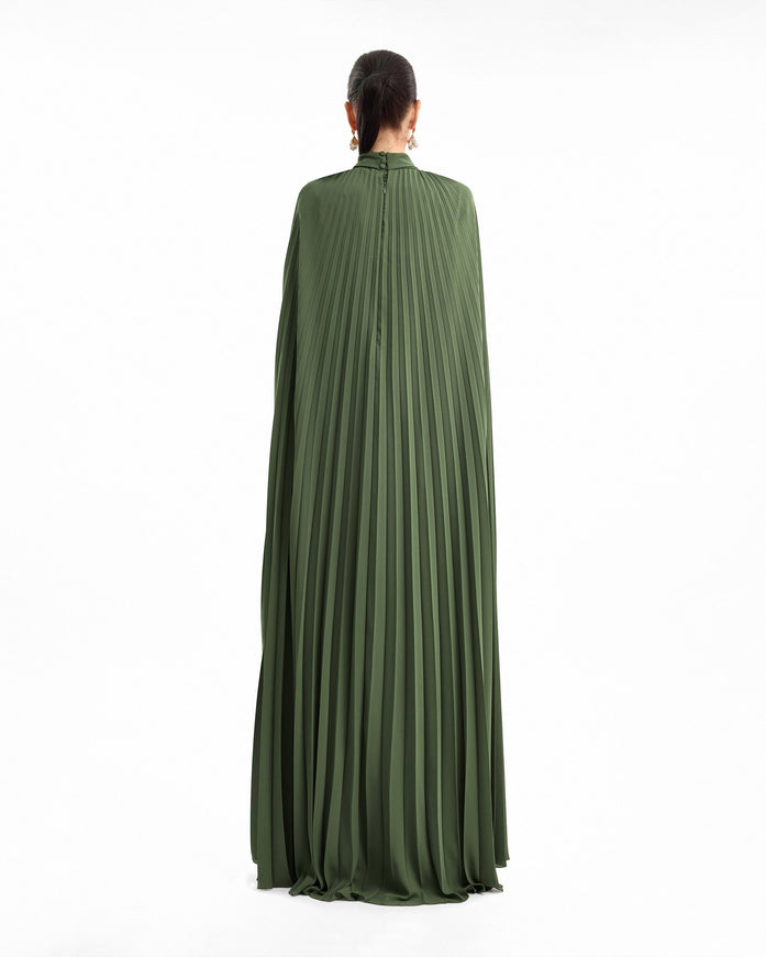 Gemy Maalouf Pleated Kaftan With Cape Sleeves