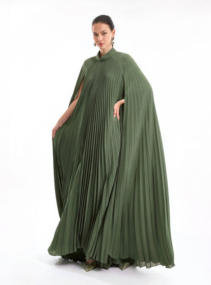 Gemy Maalouf Pleated Kaftan With Cape Sleeves