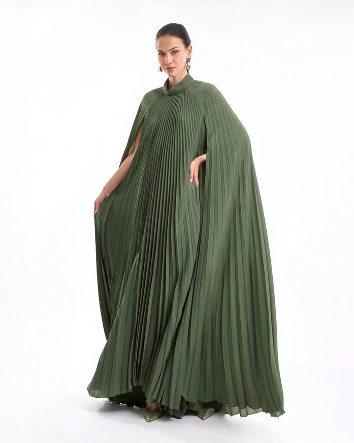 Gemy Maalouf Pleated Kaftan With Cape Sleeves