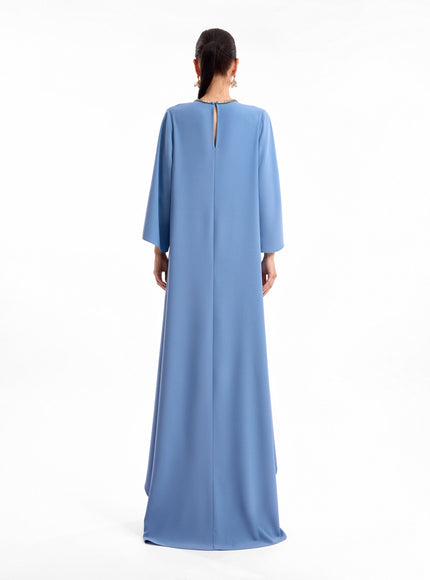 Gemy Maalouf Crystal Bow Kaftan Blue