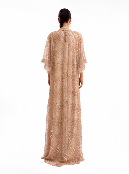 Gemy Maalouf Beaded Open Kaftan Bronze