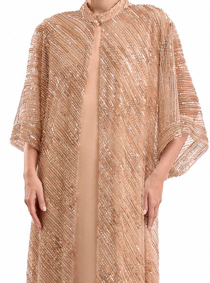 Gemy Maalouf Beaded Open Kaftan Bronze