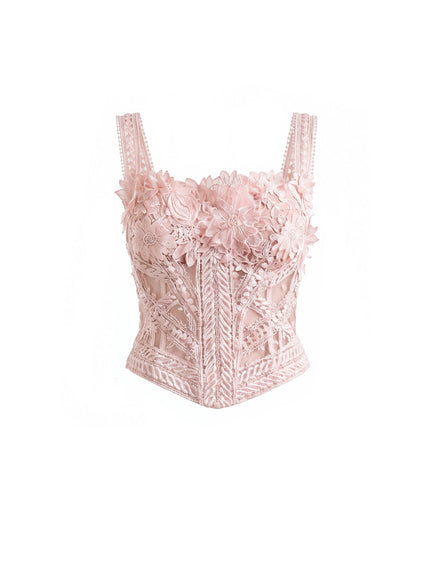 Gemy Maalouf 3D Floral Tulle Corset Set No. 7980TP7998SS