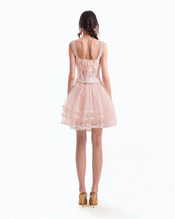 Gemy Maalouf 3D Floral Tulle Corset Set No. 7980TP7998SS