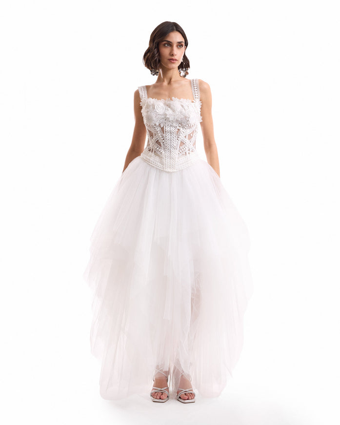 Gemy Maalouf 3D Floral Tulle Corset Set No. 7980TP7999MS