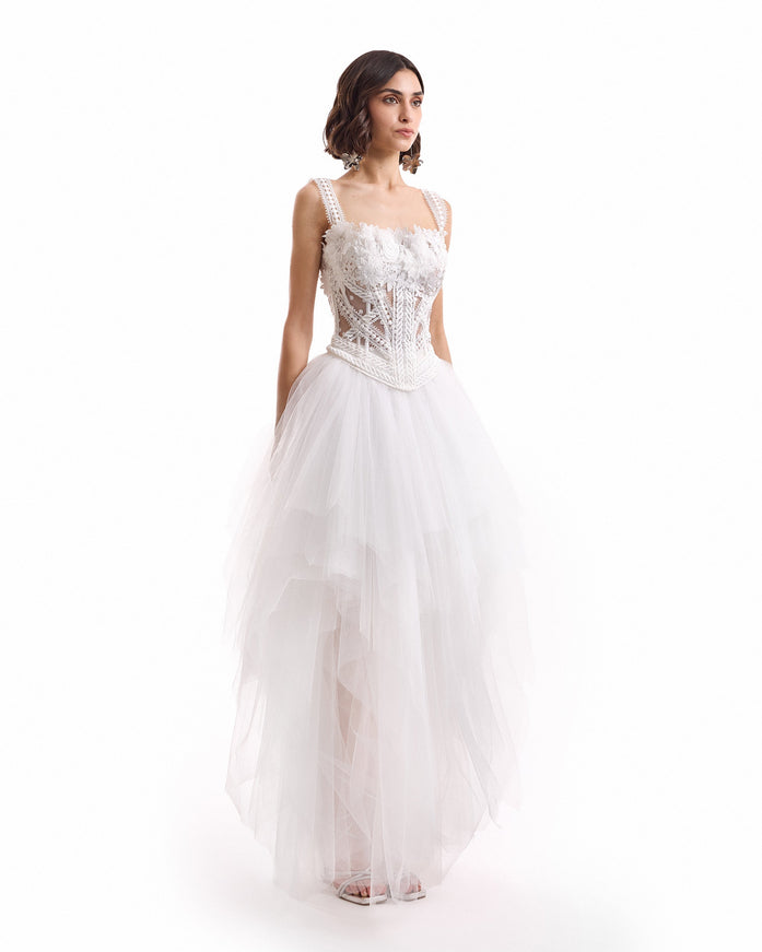 Gemy Maalouf 3D Floral Tulle Corset Set No. 7980TP7999MS