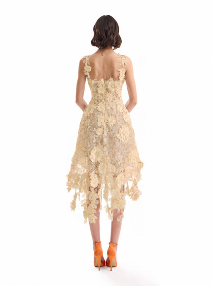 Gemy Maalouf Floral Cage Short Dress