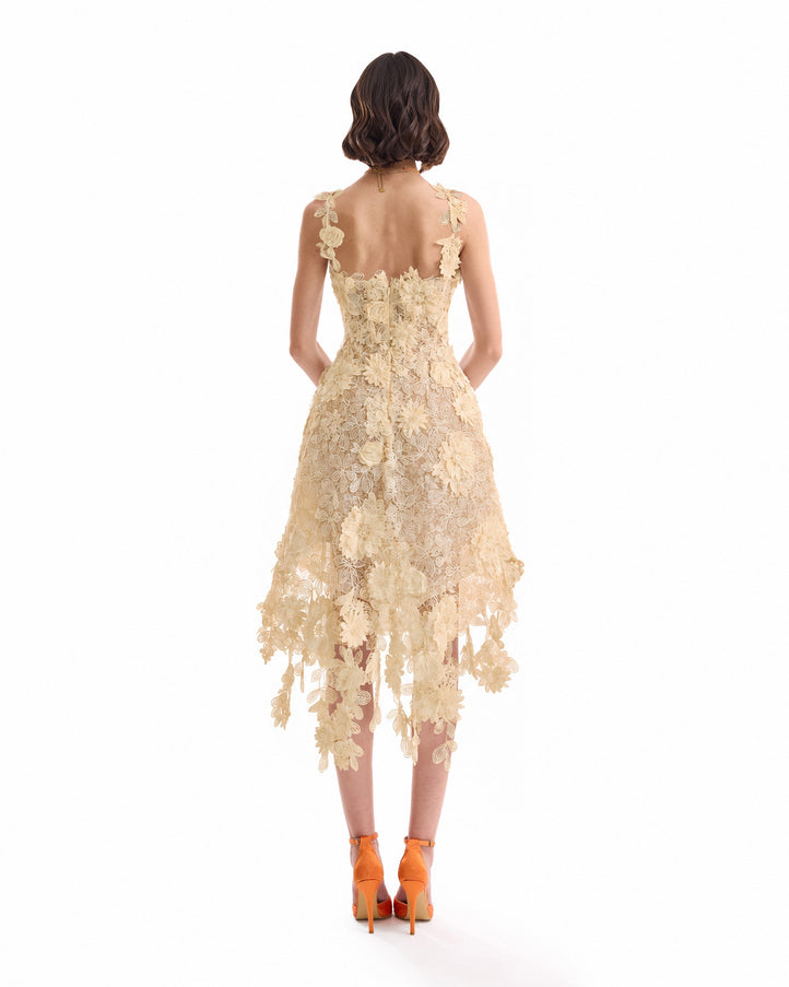Gemy Maalouf Floral Cage Short Dress