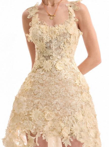 Gemy Maalouf Floral Cage Short Dress