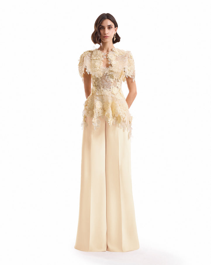 Gemy Maalouf 3D Floral Corset Set No. 7984TP7997TR7983BL