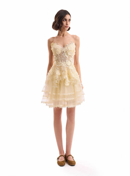 Gemy Maalouf 3D Floral Tulle Corset Set No. 7984TP7998SS