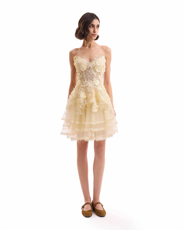 Gemy Maalouf 3D Floral Tulle Corset Set No. 7984TP7998SS