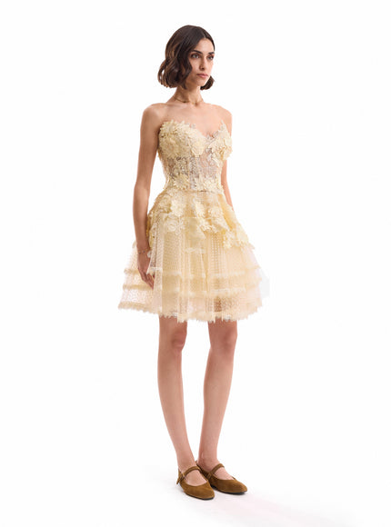 Gemy Maalouf 3D Floral Tulle Corset Set No. 7984TP7998SS