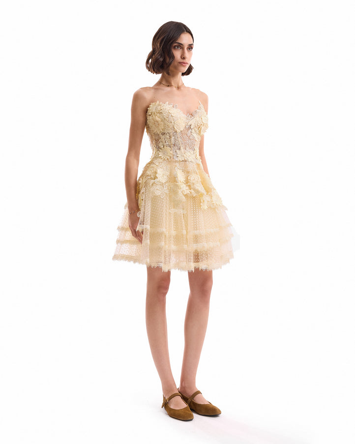 Gemy Maalouf 3D Floral Tulle Corset Set No. 7984TP7998SS