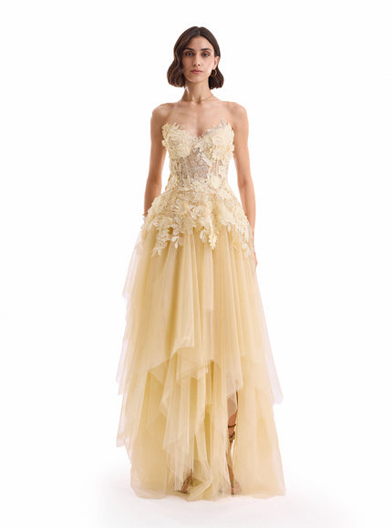 Gemy Maalouf 3D Floral Tulle Corset Set No. 7984TP7999MS