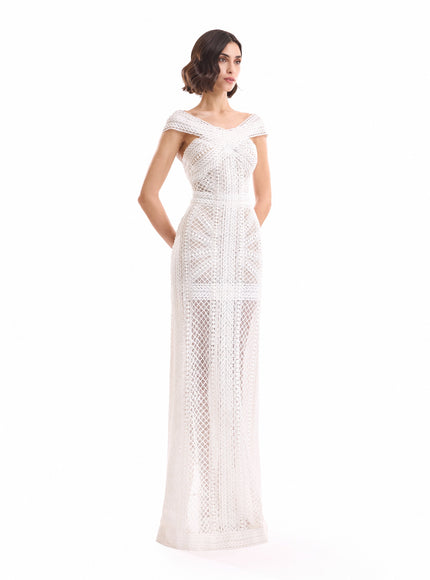 Gemy Maalouf Geometric Sheer Gown