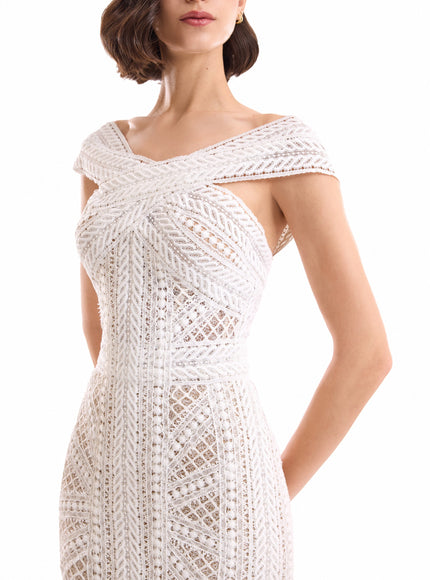 Gemy Maalouf Geometric Sheer Gown