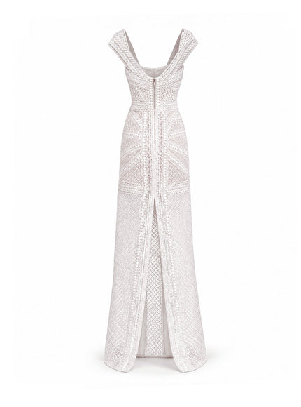 Gemy Maalouf Geometric Sheer Gown