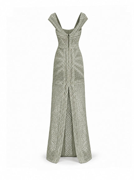 Gemy Maalouf Geometric Sheer Gown