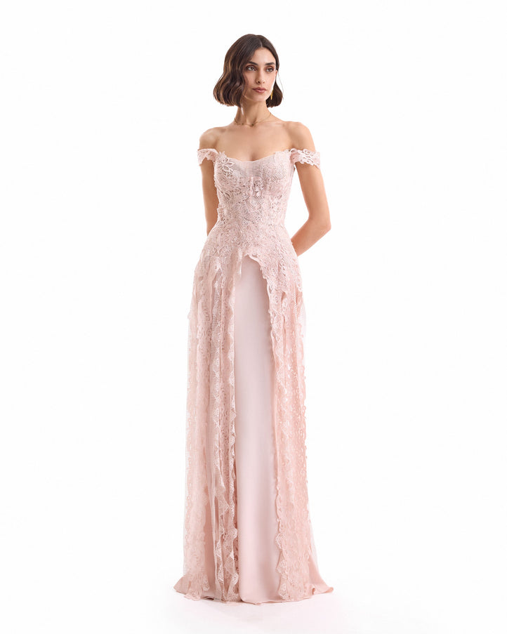 Gemy Maalouf Floral Guipure Corset Set