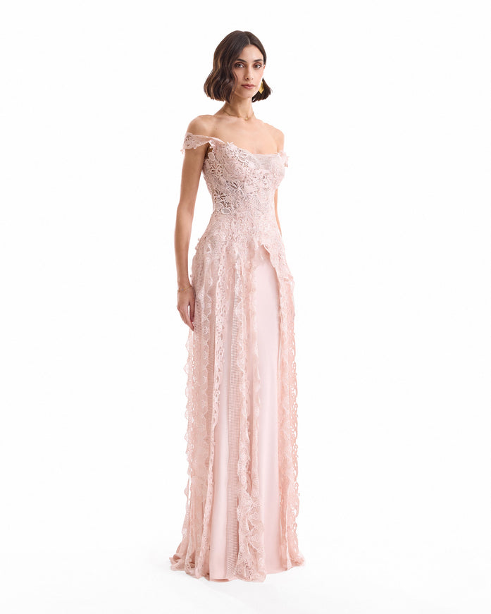 Gemy Maalouf Floral Guipure Corset Set