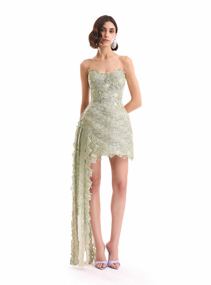 Gemy Maalouf Guipure Cage Dress No. 7993SD Green