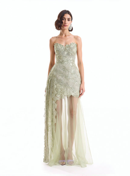 Gemy Maalouf Guipure Cage Gown No. 7993SD8007LS Green