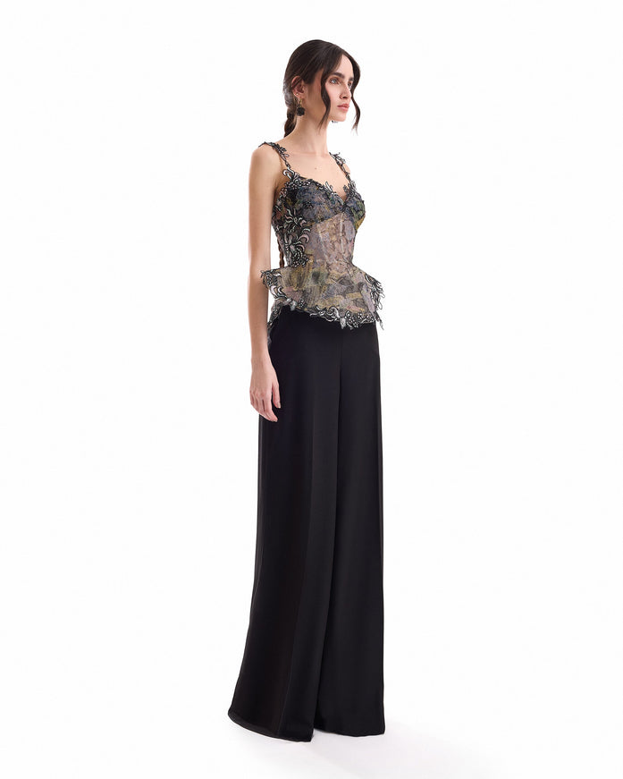 Gemy Maalouf Embroidered Peplum Corset Set
