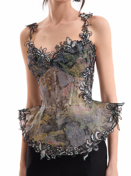 Gemy Maalouf Embroidered Peplum Corset Set
