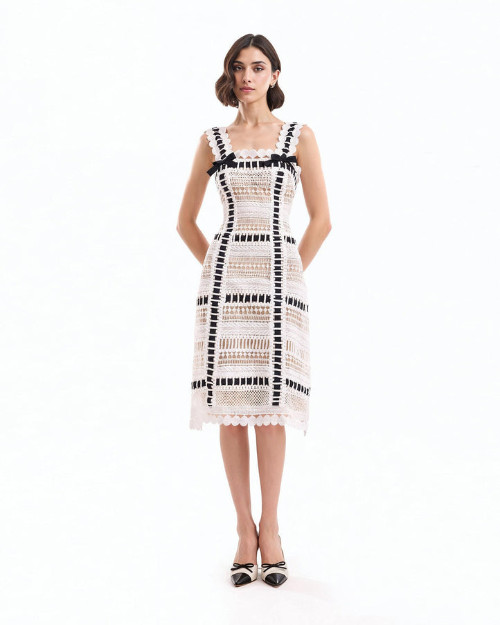 Gemy Maalouf Ribbon Detail Midi Dress White