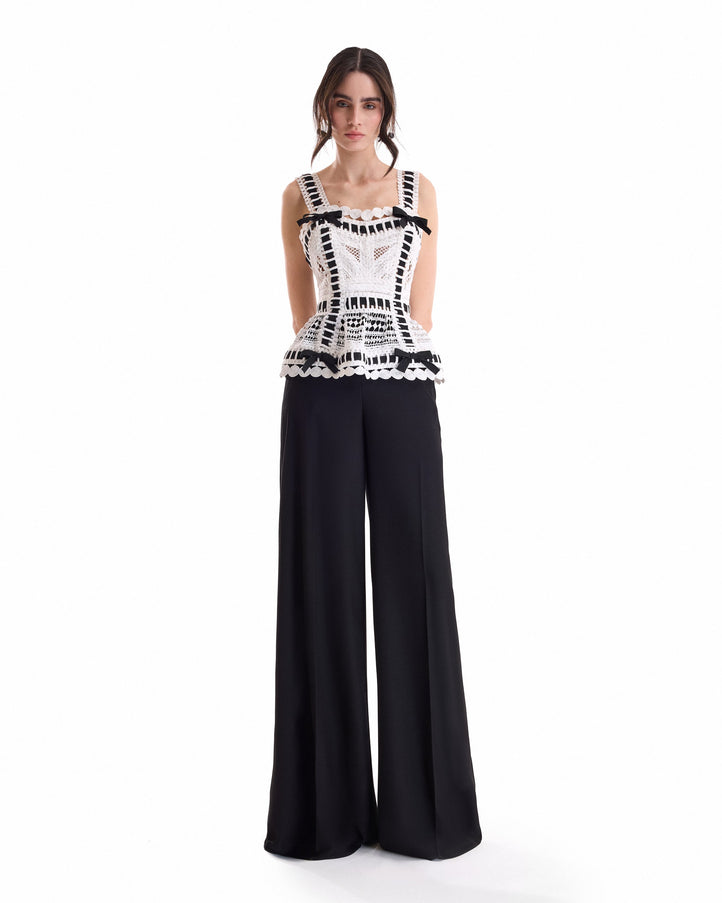 Gemy Maalouf Ribbon Detail Peplum Set