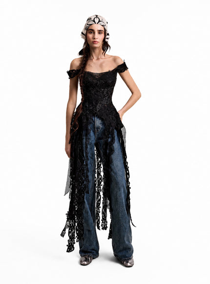 Gemy Maalouf Off-Shoulder Embroidered Corset