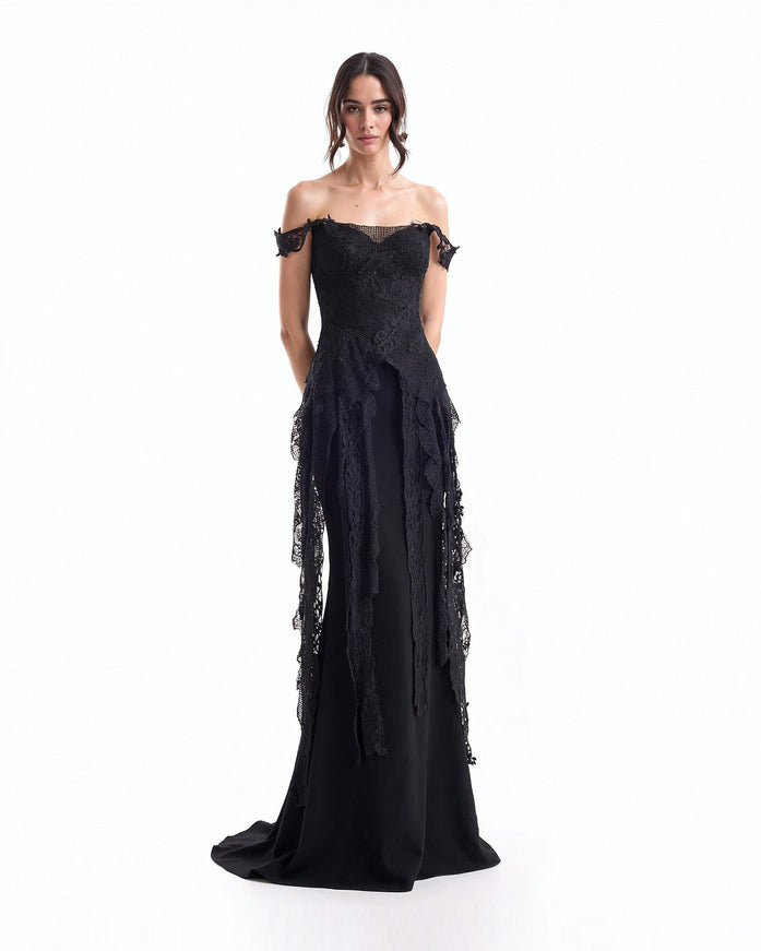 Gemy Maalouf Off-Shoulder Embroidered Corset Set No. 8004TP7995LS