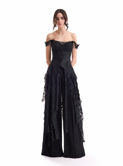 Gemy Maalouf Off-Shoulder Embroidered Corset Set No. 8004TP7997TR
