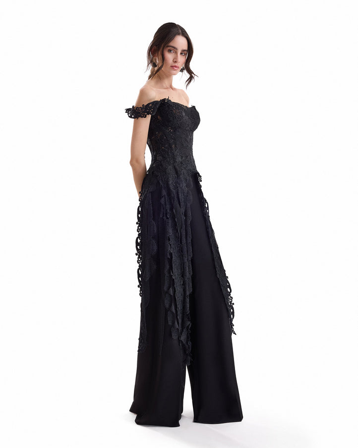 Gemy Maalouf Off-Shoulder Embroidered Corset Set No. 8004TP7997TR