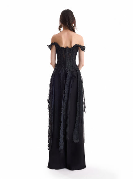 Gemy Maalouf Off-Shoulder Embroidered Corset