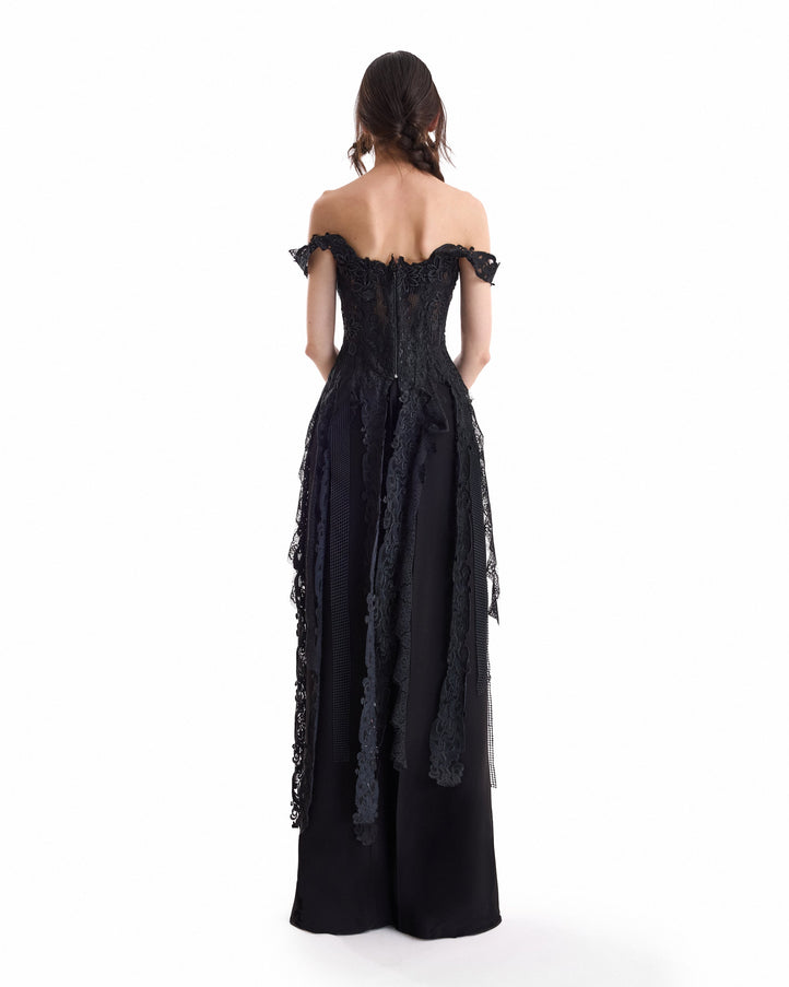 Gemy Maalouf Off-Shoulder Embroidered Corset