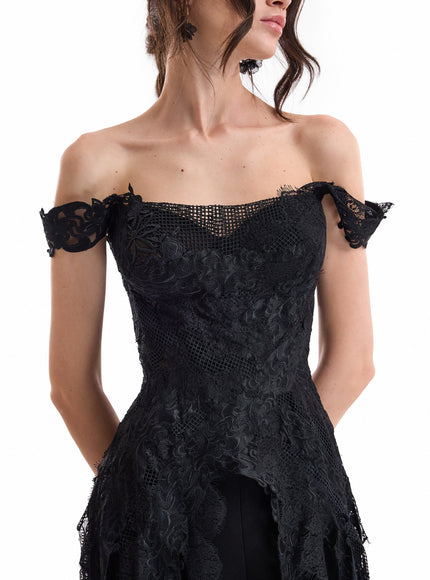 Gemy Maalouf Off-Shoulder Embroidered Corset Set No. 8004TP7995LS