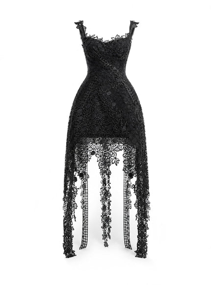 Gemy Maalouf Floral Guipure Embroidered Midi Dress