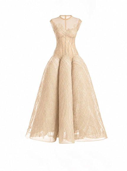 Gemy Maalouf Corseted Sculptural Hip Gown